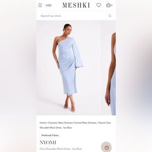Meshki - One Shoulder Maxi Dress - Ice Blue. Size Medium